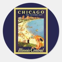 Chicago ~ The Vacation City ~ Vintage Travel Sticker