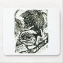 Chick-a-Dee  - block print Mouse Pad