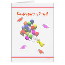 Chick and Balloons Kindergarten Graduation Card