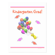 Chick and Balloons Kindergarten Graduation Postcards