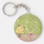 Chick and flower heart tree baby shower key chains