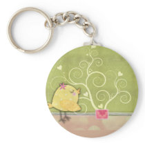 Chick and flower heart tree baby shower key chains