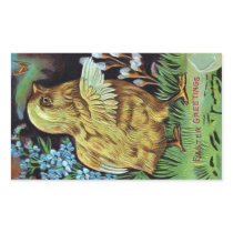 Chick and Golden Butterfly Vintage Easter Rectangle Stickers
