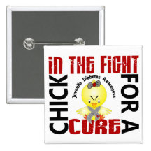 Chick In The Fight Juvenile Diabetes Pinback Button