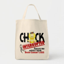 Chick Interrupted 2 Brain Cancer Tote Bags