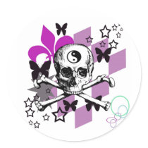 Chick Skull Round Sticker