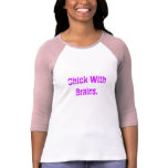 Chick With Brains Pink and purple 3-qtr. sleeve t-shirts
