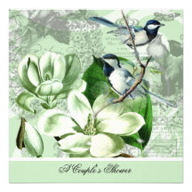 Chickadee and Magnolias Couple's Shower Invitation