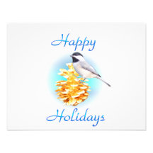 Chickadee Happy Holidays Custom Invite