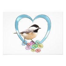 Chickadee in Heart Custom Invitation