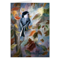 Chickadee In the Fall Blank Card