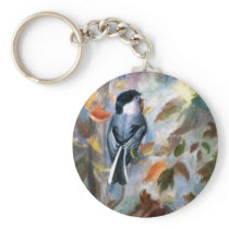Chickadee In the Fall Keychain