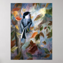 Chickadee In the Fall Poster