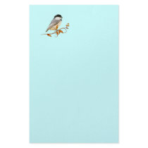Chickadee on Jewelled Leaves Customized Stationery