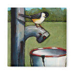 CHICKADEE ON PUMP PASTEL ART magnets