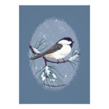 Chickadee Oval Custom Invites