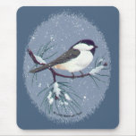 Chickadee oval mousepad