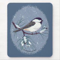 Chickadee oval mousepad