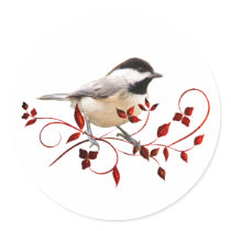Chickadee Round Sticker