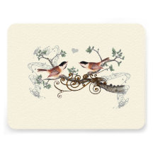 Chickadee Vintage Love Birds Wedding RSVP Personalized Announcements
