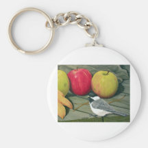 Chickadee with apples key chain