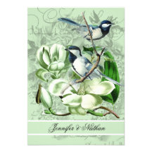 Chickadees and Magnolias RSVP Card Personalised Announcements