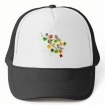 Chickadees in Fall Leaves Mesh Hats