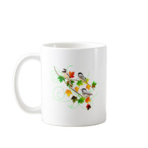 Chickadees in Fall Leaves Coffee Mug