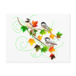 Chickadees in Fall Leaves postcards