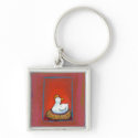 Chicken art hen laying eggs fun colourful painting keychains