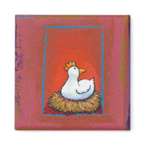 Chicken art hen laying eggs fun colourful painting