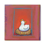 Chicken art hen laying eggs fun colourful painting magnets