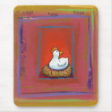 Chicken art hen laying eggs fun colourful painting mousepads