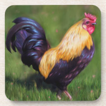 Chicken Art Stuart Bantam Rooster Coaster