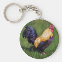 Chicken Art Stuart Bantam Rooster Keychains