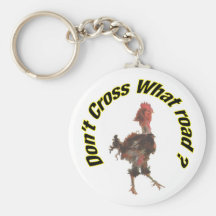 Chicken cross the road key chains