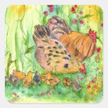 Chicken Family Watercolor Bird Sticker