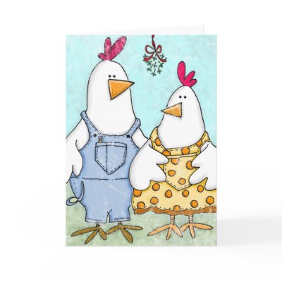 Chicken Mistletoe Card by AnnaWight