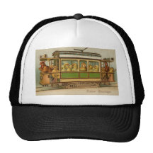 Chickens on Trolley Car Vintage Easter Mesh Hats