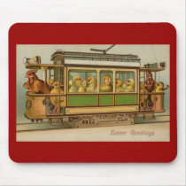 Chickens on Trolley Car Vintage Easter Mouse Pad