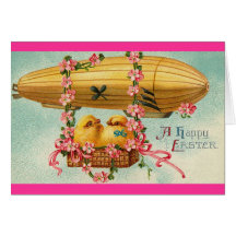 Chicks Fly in a Airship Greeting Card
