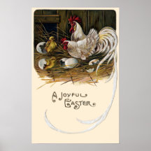 Chicks Hatch in Hen House Vintage Easter Print
