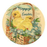 Chicks in a Basket Vintage Easter Stickers