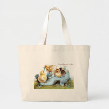 Chicks in a Shoe Vintage Easter Card Canvas Bag