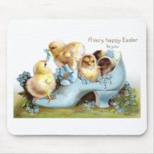 Chicks in a Shoe Vintage Easter Card Mousepads