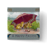 Chicks Under Umbrella Art Nouveau Easter buttons