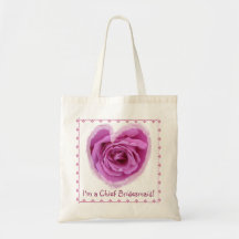 Chief Bridesmaid Bag - PINK Rose Heart with Lace