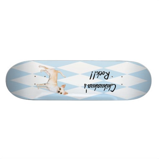 Chihuahua ~ Blue w/ White Diamonds Design Skateboard Decks