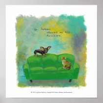 Chihuahua dog and cat on sofa fun original art