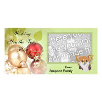 Chihuahua ~ Green Leaves Design Customised Photo Card